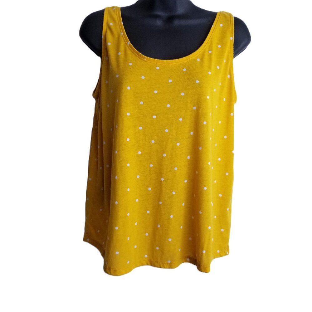 Old Navy Polka Dot Tank Top Medium Mustard Yellow Cottagecore Fall Layering